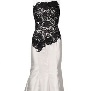 NWT-STUNNING STRAPLESS TWILL BODICE & SILVER SATIN